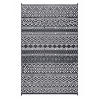 Garvee Outdoor 9x18 Boho Rug, Reversible Waterproof PP Plastic Carpet for Patio, Camping & RV | Easy Clean Portable, Gray & White