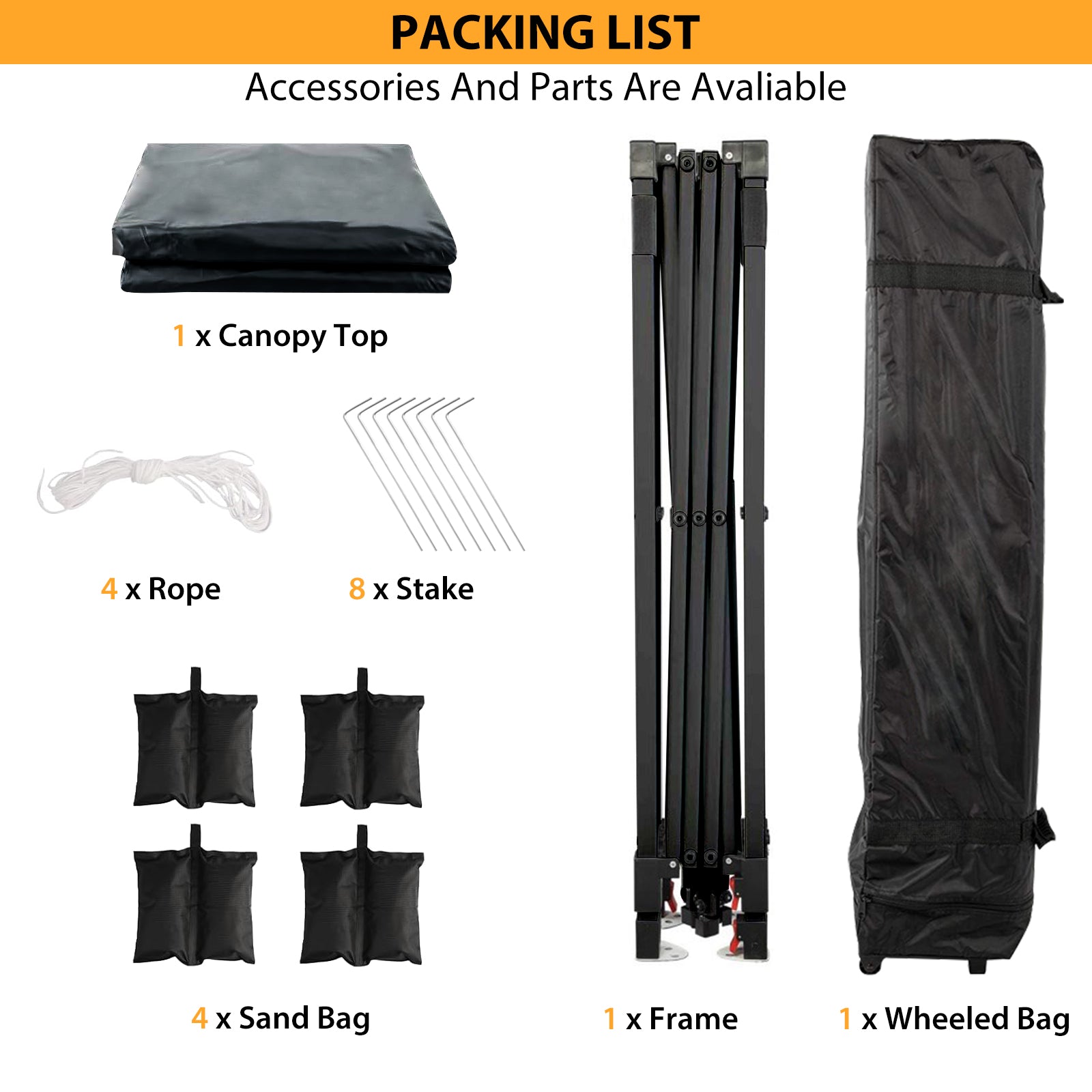 Garvee 10'x10' Pop-Up Canopy Tent - Easy One-Person Setup Portable Shelter with 4 Stakes, 4 Ropes & 4 Sandbags for Patio & Outdoor Activities, Black