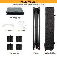 Garvee 10'x10' Pop-Up Canopy Tent - Easy One-Person Setup Portable Shelter with 4 Stakes, 4 Ropes & 4 Sandbags for Patio & Outdoor Activities, Black