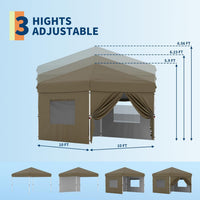 Garvee 10'x10' Pop Up Canopy, Heavy Duty Tents for Parties, One Person Set Up Event Tent, Brown