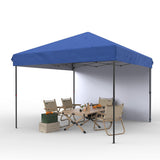 Garvee 10'x10' Pop-Up Canopy Tent - Portable Instant Gazebo with 1 Removable Sidewall, 4 Stakes & Ropes for Outdoor Events, Patio, Party, Camping, Blue - Blue