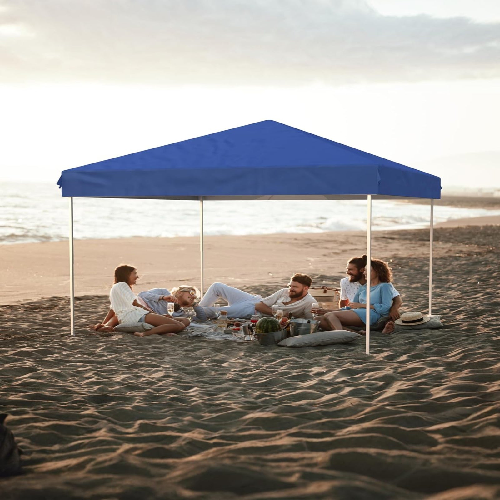 Garvee 10'x10' Pop-Up Canopy Tent with 3 Removable Sidewalls - Heavy Duty Commercial Instant Tent for Farmers Market, Craft Fair, Event, Vendor, Blue