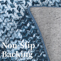 Garvee Bordered Grey Blue 2x6 Washable Area Rug, Non-Slip Runner Ultra-Thin Farmhouse Kitchen Mat Bedroom Bedside Laundry Distressed Carpet