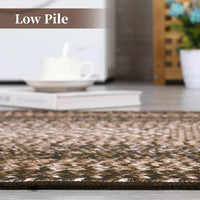 Garvee Bordered Brown 10x13 Boho Printed Washable Rug, Modern Braided Low Pile Polyester Area Rug Non-Slip Non-Shedding for Living Room Bedroom Office