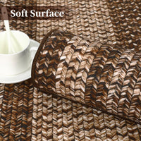 Garvee Bordered Brown 10x13 Boho Printed Washable Rug, Modern Braided Low Pile Polyester Area Rug Non-Slip Non-Shedding for Living Room Bedroom Office
