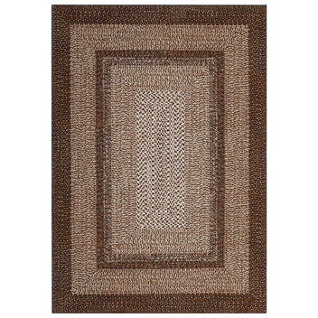 Garvee Bordered Brown 6x9 Braided Washable Rug, Low Pile Non-Slip Polyester Vintage Farmhouse Carpet for Living Room Bedroom