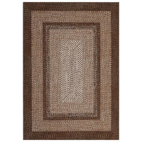 Garvee Bordered Brown 5x7 Braided Washable Rug, Low Pile Non-Slip Polyester Vintage Farmhouse Carpet for Living Room Bedroom
