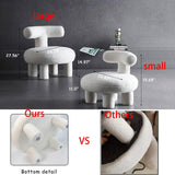 Garvee 24.4" Width Modern Sherpa Chair Upholstered Pouf Ottoman Fuzzy Sofa Footrest Stool for Living Room Bedroom, Pink - Pink
