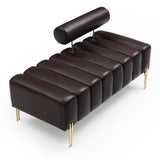 Garvee 53.2" Modern Entryway Ottoman Bench with Adjustable Backrest Brown for Bedroom Living Room Sofa Stool Footrest