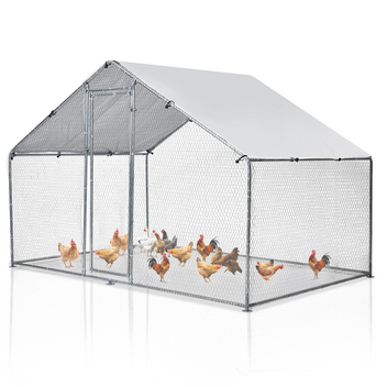 Garvee Large Chicken Coop, Metal Chicken Run for Yard with Waterproof and Anti-UV Cover, Walk in Fence Cage for Outdoor Farm Use(6.6ft x 9.8ft x 6.4ft)
