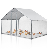 Garvee Large Chicken Coop, Metal Chicken Run for Yard with Waterproof and Anti-UV Cover, Walk in Fence Cage for Outdoor Farm Use(6.6ft x 9.8ft x 6.4ft)