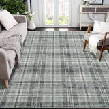 Garvee Plaid Green 8x10 Bedroom Rug Large Area Rugs for Living Room Modern Office Rug Distressed Rug Low Pile Farmhouse Floor Cover Non Slip Checkered Rug Green - Green
