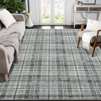 Garvee Plaid Green 8x10 Bedroom Rug Large Area Rugs for Living Room Modern Office Rug Distressed Rug Low Pile Farmhouse Floor Cover Non Slip Checkered Rug Green