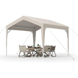 Garvee 10'x10' Canopy Party Tent with Waterproof Tarp - Outdoor Event Shelter for Party, Camping, Market, Wedding, BBQ, Beige - Beige