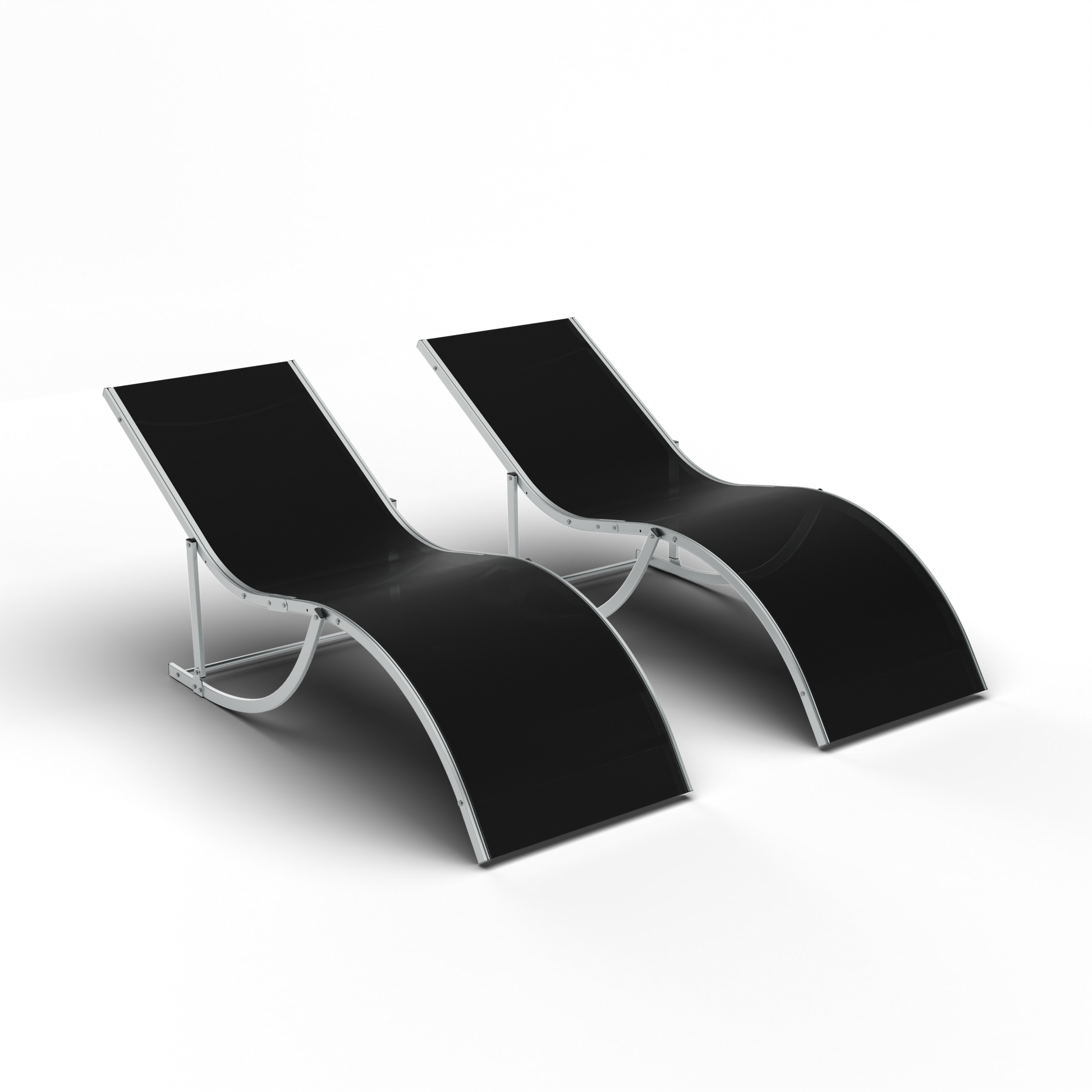 Garvee Outdoor Chaise Lounge Set of 2 Adjustable Reclining Poolside Chairs, Weather-Resistant, Heavy-Duty & Comfortable Sunbathing Loungers, Black