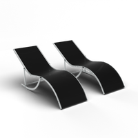 Garvee Outdoor Chaise Lounge Set of 2 Adjustable Reclining Poolside Chairs, Weather-Resistant, Heavy-Duty & Comfortable Sunbathing Loungers, Black