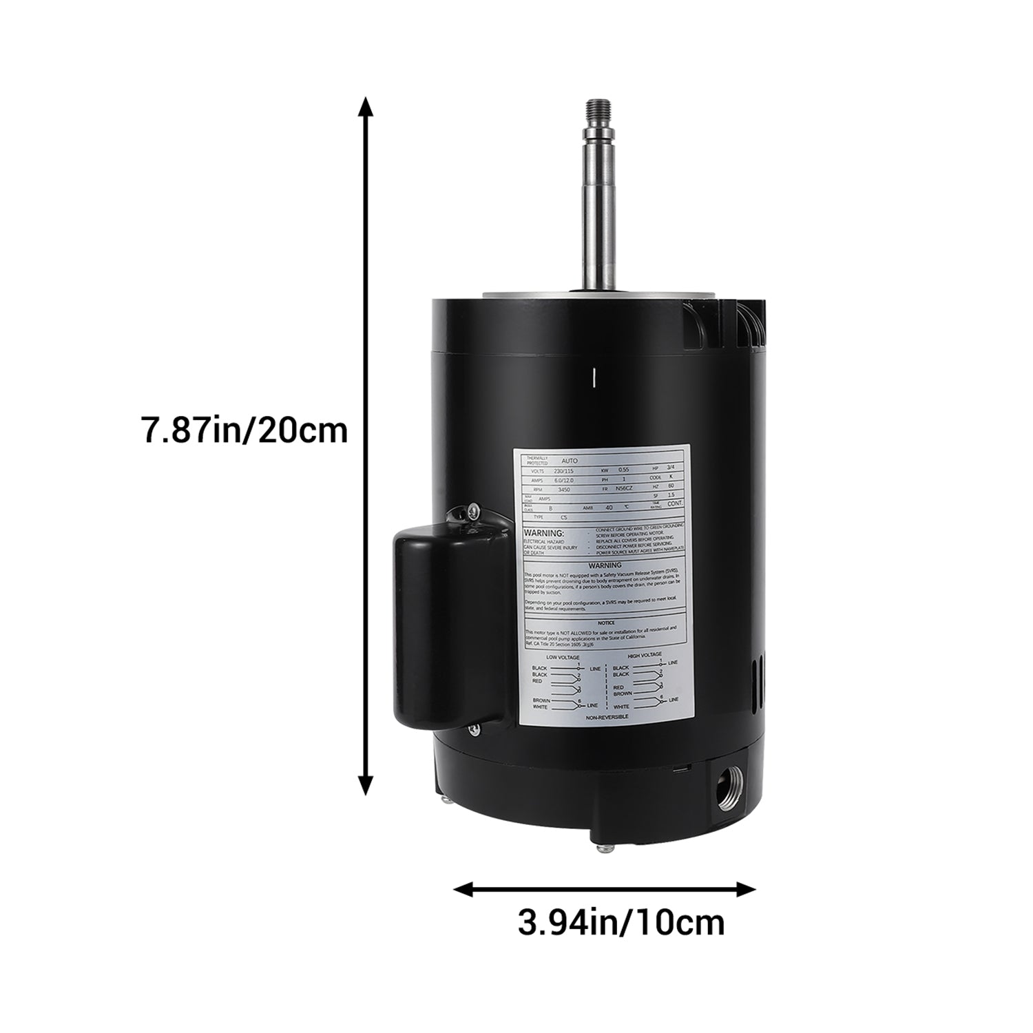 Garvee 1HP Pool Pump Motor Replacement, 115/230V Single Speed, 56Y Frame with Threaded Shaft, Compatible with Hayward, Century, AO Smith, B2853/B2852