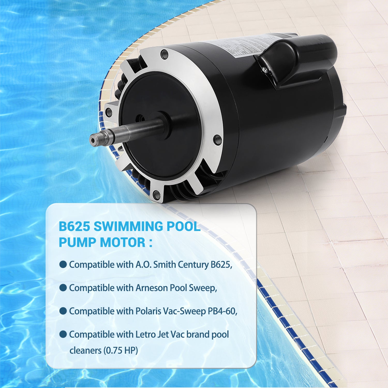 Garvee 1HP Pool Pump Motor Replacement, 115/230V Single Speed, 56Y Frame with Threaded Shaft, Compatible with Hayward, Century, AO Smith, B2853/B2852