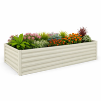 Garvee 6x3x2ft Galvanized Raised Garden Bed,Deep Root Planter Box for Vegetables,Flowers,Herbs-Large Metal Raised Garden Bed Kit Outdoor,Beige