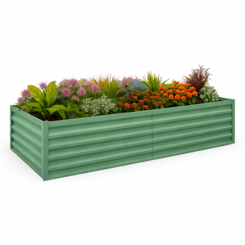Garvee 8 × 4 × 2 ft Galvanized Raised Garden Bed, 0.5 mm Metal Planter Box with Open Bottom & X-Brace, 32 sq ft Deep Root Garden Bed for Vegetables, Herbs & Flowers, Green
