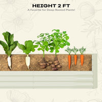 Garvee 8x4x2ft Galvanized Raised Garden Bed,Deep Root Planter Box for Vegetables,Flowers,Herbs-Large Metal Raised Garden Bed Kit Outdoor,Beige
