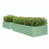 Garvee 2 Pcs 8' X 4' X 2' Metal Raised Beds,Compost-Ready Open Base, 2ft Depth for Root Crops, Heavy-Duty Steel for Organic Farming,Green - Green