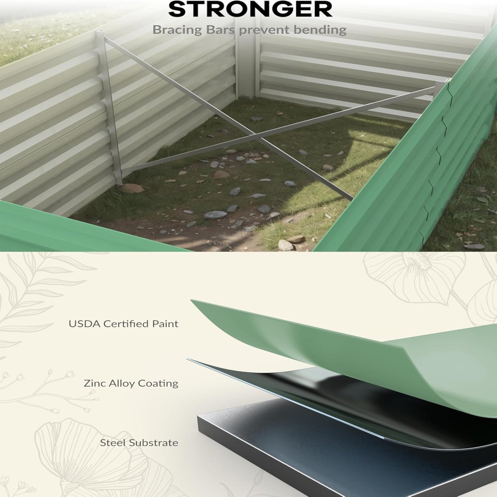Garvee 2 Pcs 8' X 4' X 2' Metal Raised Beds,Compost-Ready Open Base, 2ft Depth for Root Crops, Heavy-Duty Steel for Organic Farming,Green