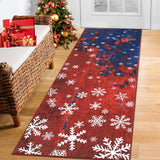 Garvee Christmas Runner Rug 2x8 Hallway Rug Snowflake Xmas Runner Kitchen Rug Washable Rug Non Slip Bathroom Rug Holiday Decor Distressed Modern Soft Carpet for Bedroom Laundry 2'x8' Red&Blue - Red & Blue