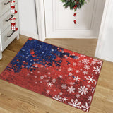 Garvee Christmas Door Mat 2x3 Mat Xmas Bath Mat Non-Slip Kithcen Rug Washable Entryway Rug Small Abstract Carpet Winter Doormat Rubber Back Snowflake Doormats for Indoor Outdoor 2'x3' Red&Blue - Red & Blue