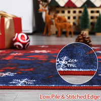 Garvee Christmas Area Rug 4x6 Rug Washable Rug Snowflake Holiday Decor Xmas Modern Small Rug Artistic Entryway Rug Non Slip Carpet Soft Low Pile Accent Rugs for Nursery Living Room 4'x6' Red&Blue