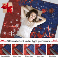 Garvee Christmas Runner Rug 2x8 Hallway Rug Snowflake Xmas Runner Kitchen Rug Washable Rug Non Slip Bathroom Rug Holiday Decor Distressed Modern Soft Carpet for Bedroom Laundry 2'x8' Red&Blue