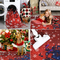 Garvee Christmas Runner Rug 2x8 Hallway Rug Snowflake Xmas Runner Kitchen Rug Washable Rug Non Slip Bathroom Rug Holiday Decor Distressed Modern Soft Carpet for Bedroom Laundry 2'x8' Red&Blue