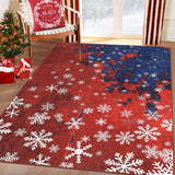 Garvee Christmas Area Rug 3x5 Rug Washable Rug Snowflake Xmas Modern Rug Small Entryway Rug Abstract Aesthetic Non Slip Carpet Soft Low Pile Accent Rugs for Nursery Living Room 3'x5' Red&Blue - Red & Blue