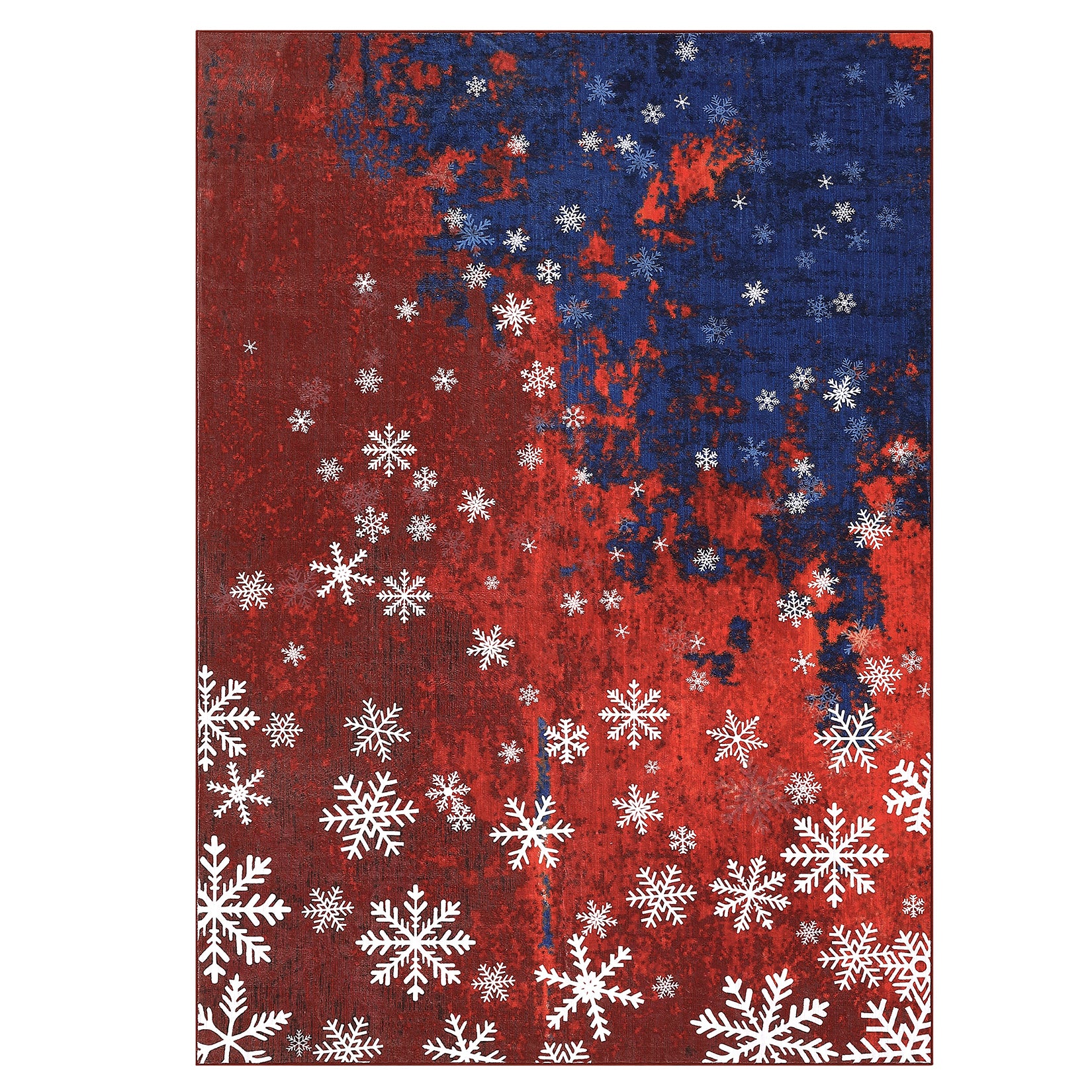 Garvee Christmas Area Rug 5x7 Rug for Living Room Rug Xmas Snowflake Modern Rug for Bedroom Aesthetic Washable Rug Non Slip Carpet Stain Resistant Carpet for Nursery Dining Room 5'x7' Red&Blue