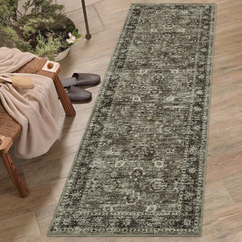 Garvee Hallway Rugs, Machine Washable Traditional Rug, Non Slip Floor Carpet, Low Pile Soft Printed Vintage Rug for Home Decor Entryway Bed Room Laundry Room Indoor