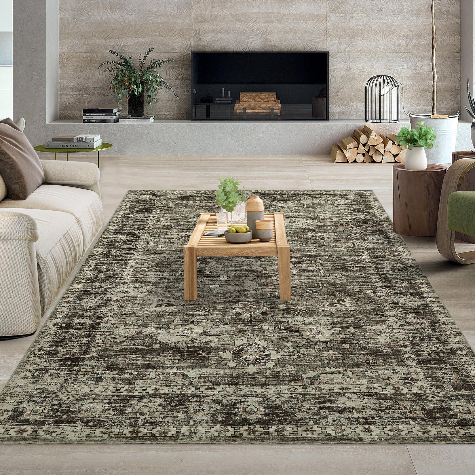 Garvee Hallway Rugs, Machine Washable Traditional Rug, Non Slip Floor Carpet, Low Pile Soft Printed Vintage Rug for Home Decor Entryway Bed Room Laundry Room Indoor