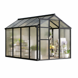 Garvee 6'x8' Polycarbonate Greenhouse with Aluminum Frame - Lockable Door & Adjustable Roof Vent for Backyard Garden, Patio, Outdoor Use, Black - Black