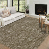 Garvee 5x7 Area Rug Large Washable Indoor Carpet Non-Slip Backing Brown - Brown