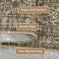 Garvee 5x7 Area Rug Large Washable Indoor Carpet Non-Slip Backing Brown