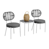 Garvee 3 Piece Patio Bistro Set, Outdoor Wicker Chairs with Table, Rattan Patio Furniture Set for Outdoor, Patio, Deck, Backyard, White & Grey - Grey & White