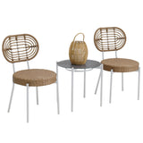 Garvee 3 Piece Patio Bistro Set, Outdoor Wicker Chairs with Table, Rattan Patio Furniture Set for Outdoor, Patio, Deck, Backyard, White & Brown - Brown