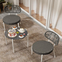 Garvee 3 Piece Patio Bistro Set, Outdoor Wicker Chairs with Table, Rattan Patio Furniture Set for Outdoor, Patio, Deck, Backyard, White & Grey