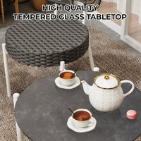 Garvee 3 Piece Patio Bistro Set, Outdoor Wicker Chairs with Table, Rattan Patio Furniture Set for Outdoor, Patio, Deck, Backyard, White & Grey