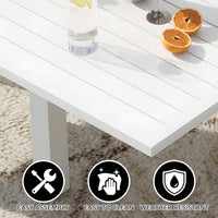Garvee Expandable Patio Table, Extendable Outdoor Dining Table Set for 4-6 Persons, Aluminum Slat Frame Perfect for Backyard, Deck, Porch, White