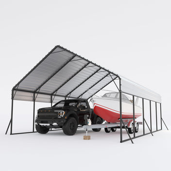 Garvee 20'x25'x13' Heavy-Duty Metal Carport, Extra Tall 2-Car Shelter with Reinforced Steel Frame, All-Weather Protection for Trucks, Boats & RVs