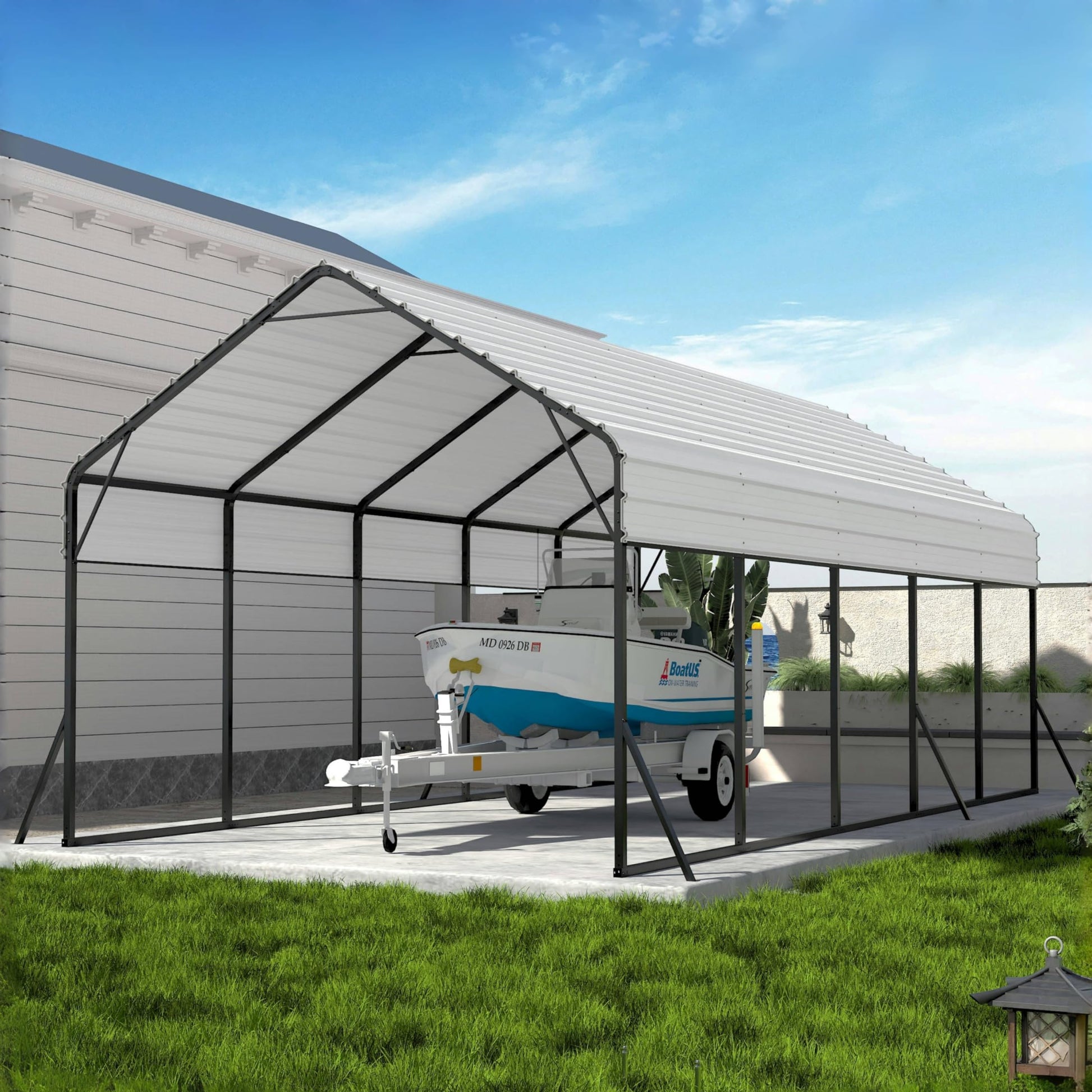 Garvee Heavy Duty Carport 13x26 Oversized Metal Shelter Galvanized Steel Frame & Roof Wind & Snow Resistant Outdoor Garage for Boats SUVs Trucks