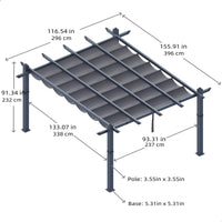 Garvee 10x13 Ft Pergola, Outdoor Metal Pergola with Retractable Canopy, Upgraded Wood-Grain Aluminum Pergola, Modern Pavilion for Backyard, Patio, Porch, Grape Trellis, Gray
