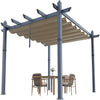 Garvee 10x13 ft Aluminum Pergola with Retractable Canopy – UV & Waterproof, Rust-Resistant Metal Gazebo, 4-Side Anchored, Khaki for Backyard/Deck