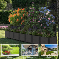 Garvee 7Pcs Plastic Plant Box with Metal Trellis, Raised Garden Bed with Trellis Planter for Climbing Plant Outdoor Raised Planter Box Privacy Screen for Patio Balcony,Planter Box for Backyard Patio