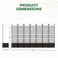 Garvee 7Pcs Plastic Plant Box with Metal Trellis, Raised Garden Bed with Trellis Planter for Climbing Plant Outdoor Raised Planter Box Privacy Screen for Patio Balcony,Planter Box for Backyard Patio